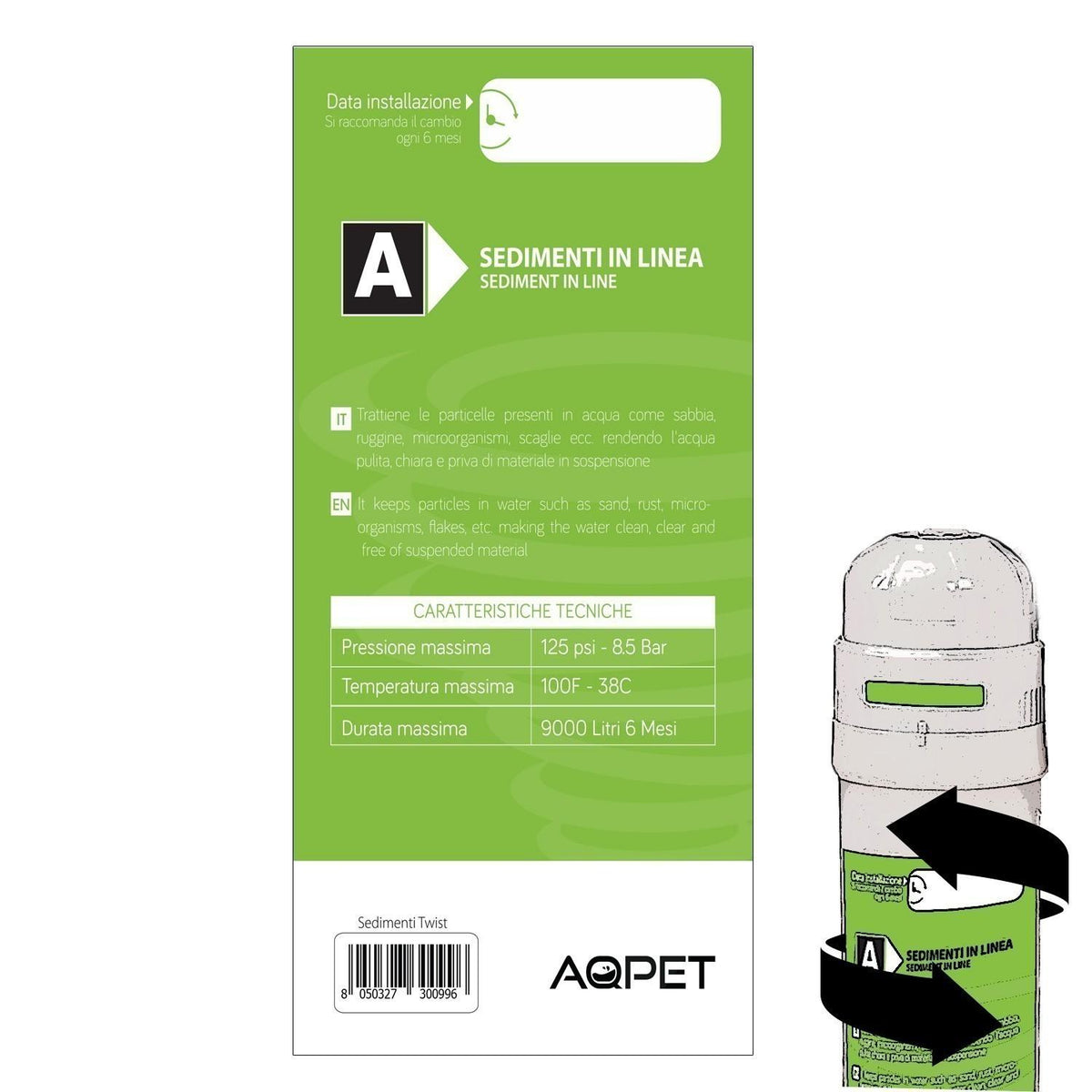 AQPET Ricambio cartuccia sedimento  per impianto Twist A